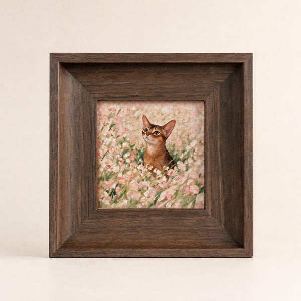 Custom Wood-Framed Pet Portrait – Spring Field Series