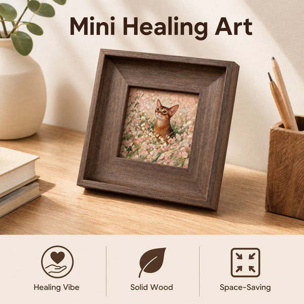 Custom Wood-Framed Pet Portrait – Spring Field Series
