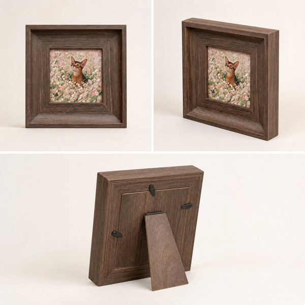 Custom Wood-Framed Pet Portrait – Spring Field Series