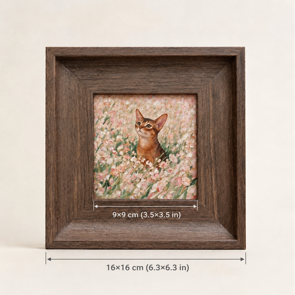 Custom Wood-Framed Pet Portrait – Spring Field Series