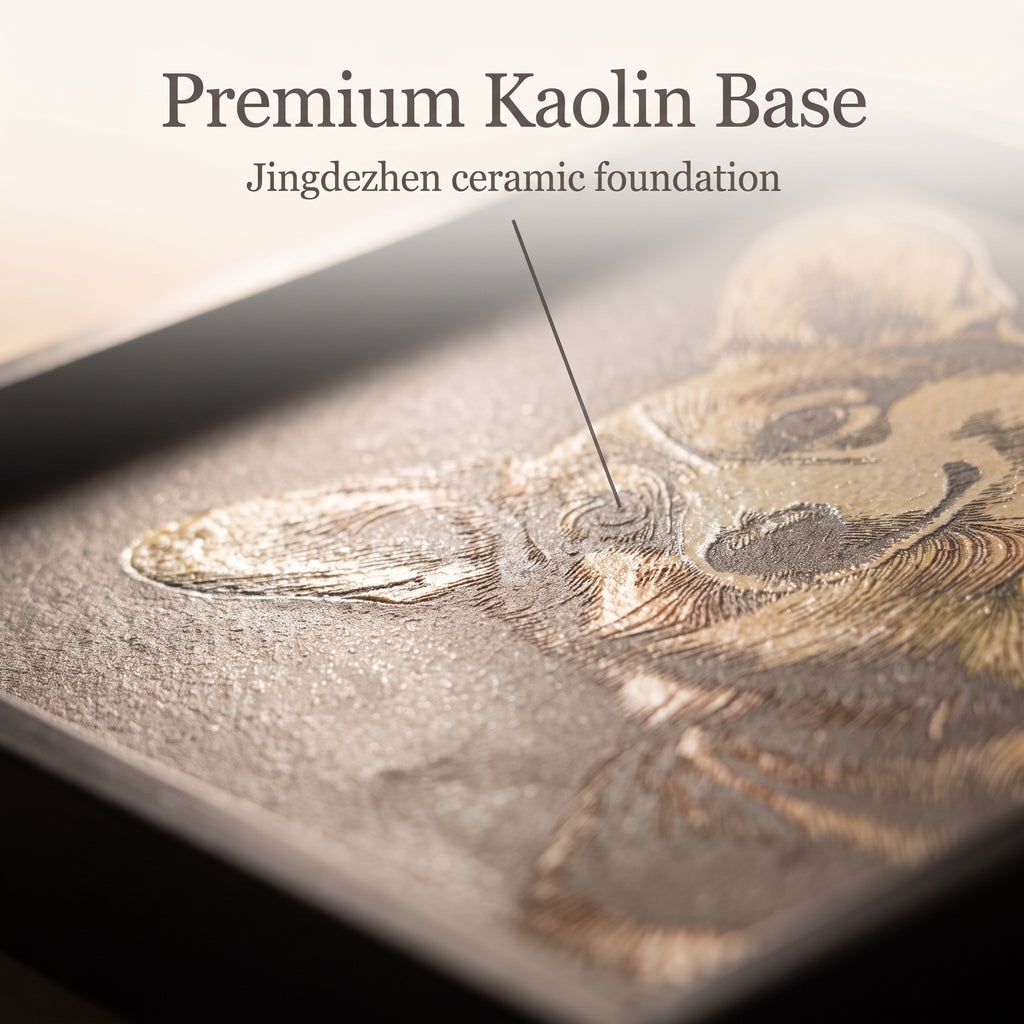 Handgefertigtes Premium-Porträt mit schwarzer Glasur und Silber