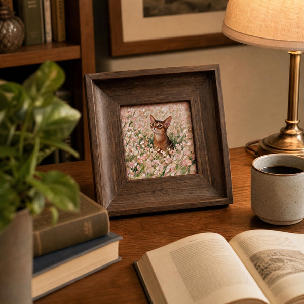 Custom Wood-Framed Pet Portrait – Spring Field Series