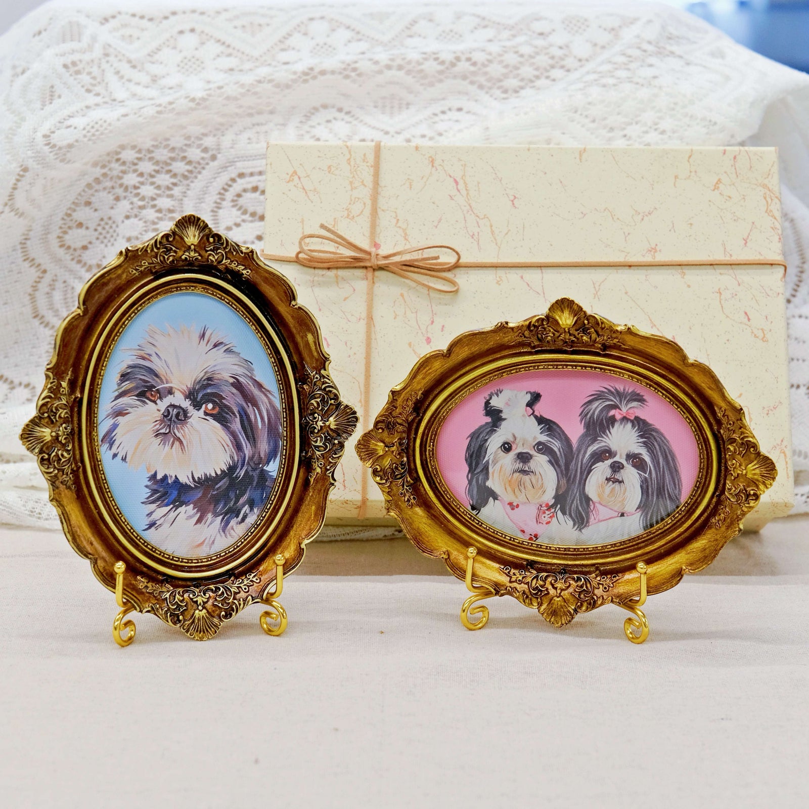 Custom Medium Pet Portrait Painting - Vintage Style