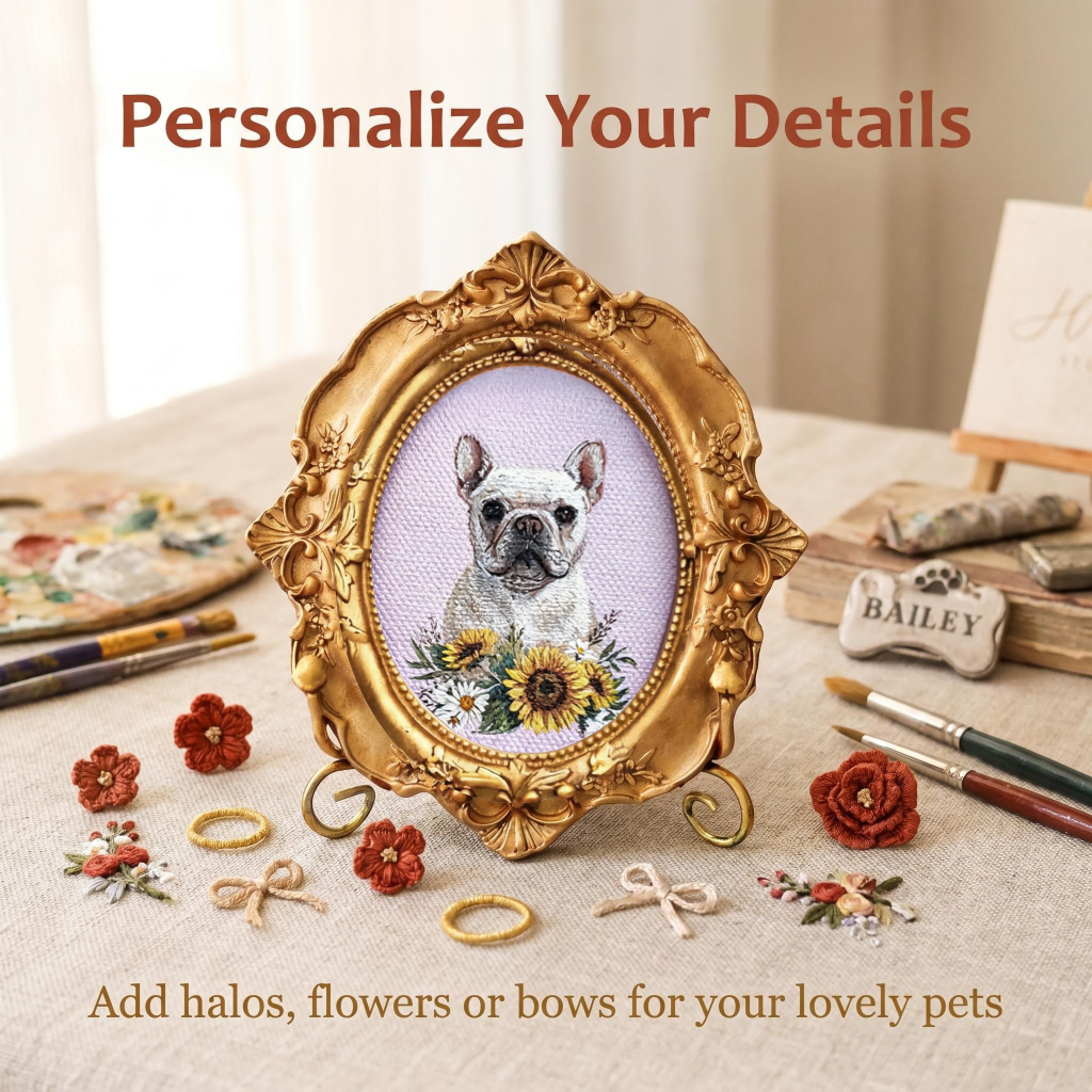 Custom Medium Pet Portrait Painting - Vintage Style