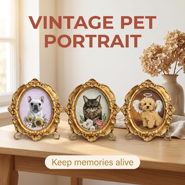 Custom Medium Pet Portrait Painting - Vintage Style