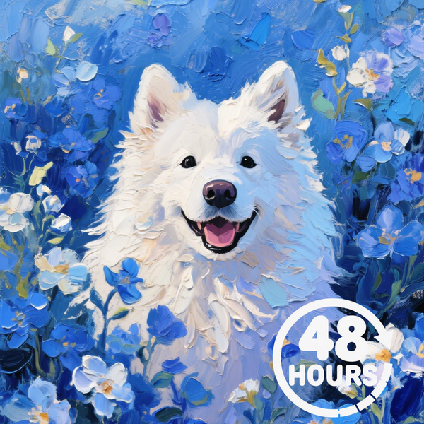 Monet Blue Garden Style — Custom Pet Portrait Artwork Made from Your Photos