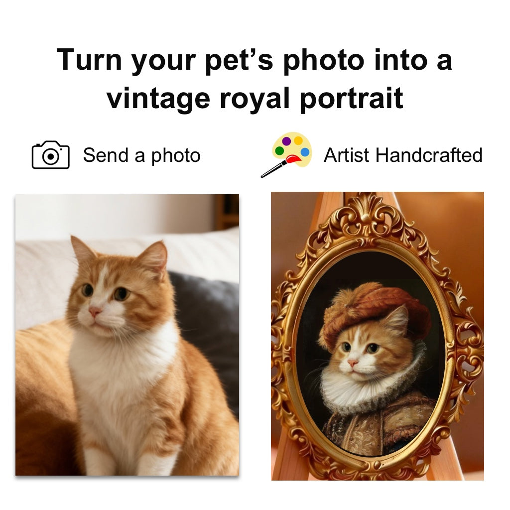 Custom Hand-Drawn Pet Portrait - Vintage Red Hat Style