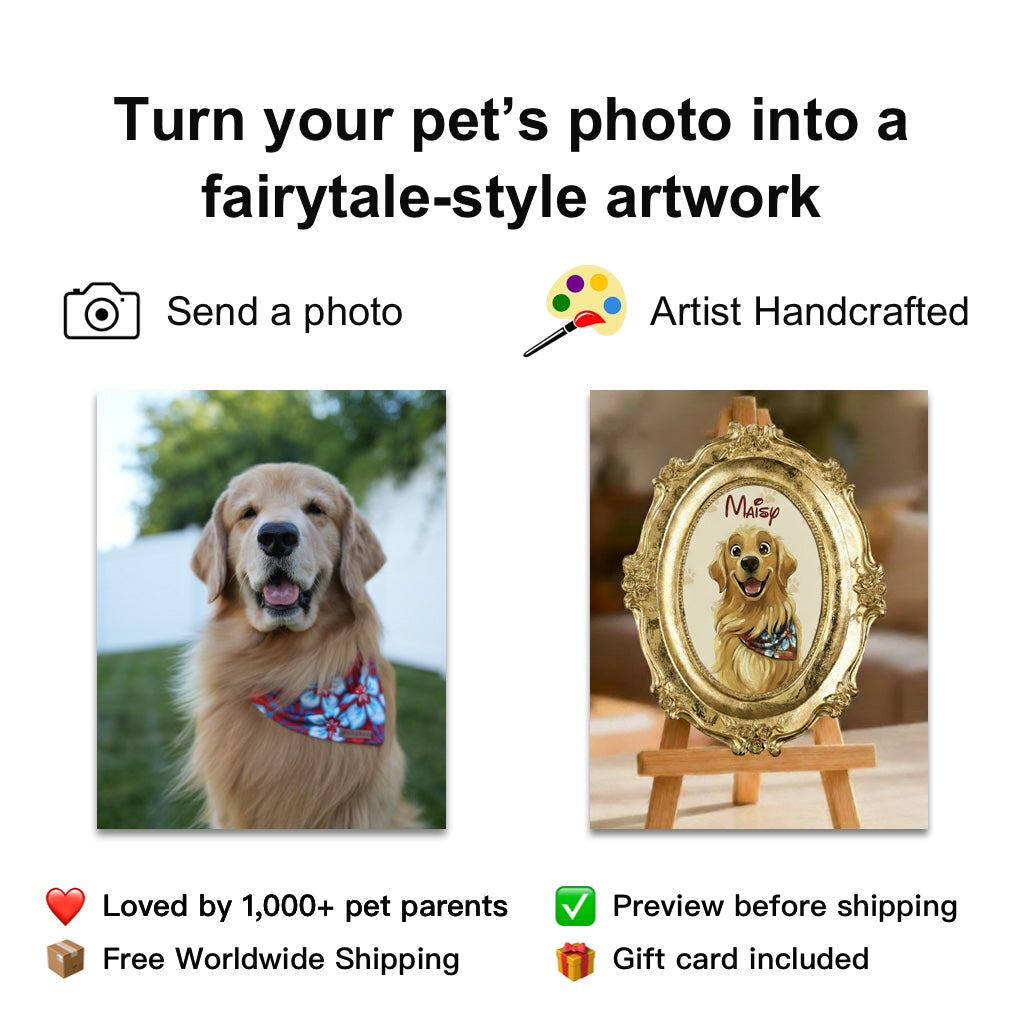 Custom Hand-Drawn Cartoon Pet Portrait-Disney-Style