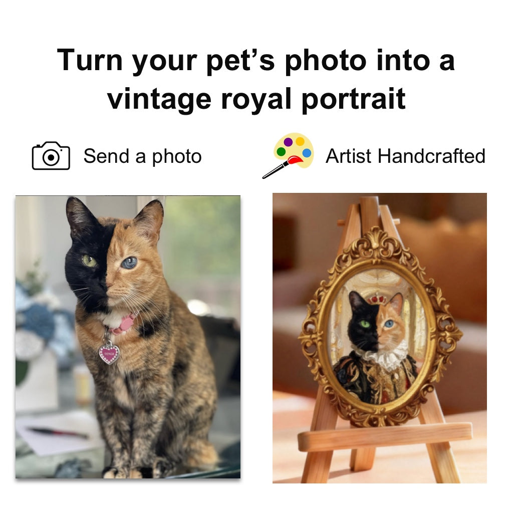 Custom Hand-Drawn Pet Portrait – The Noble Crown Series