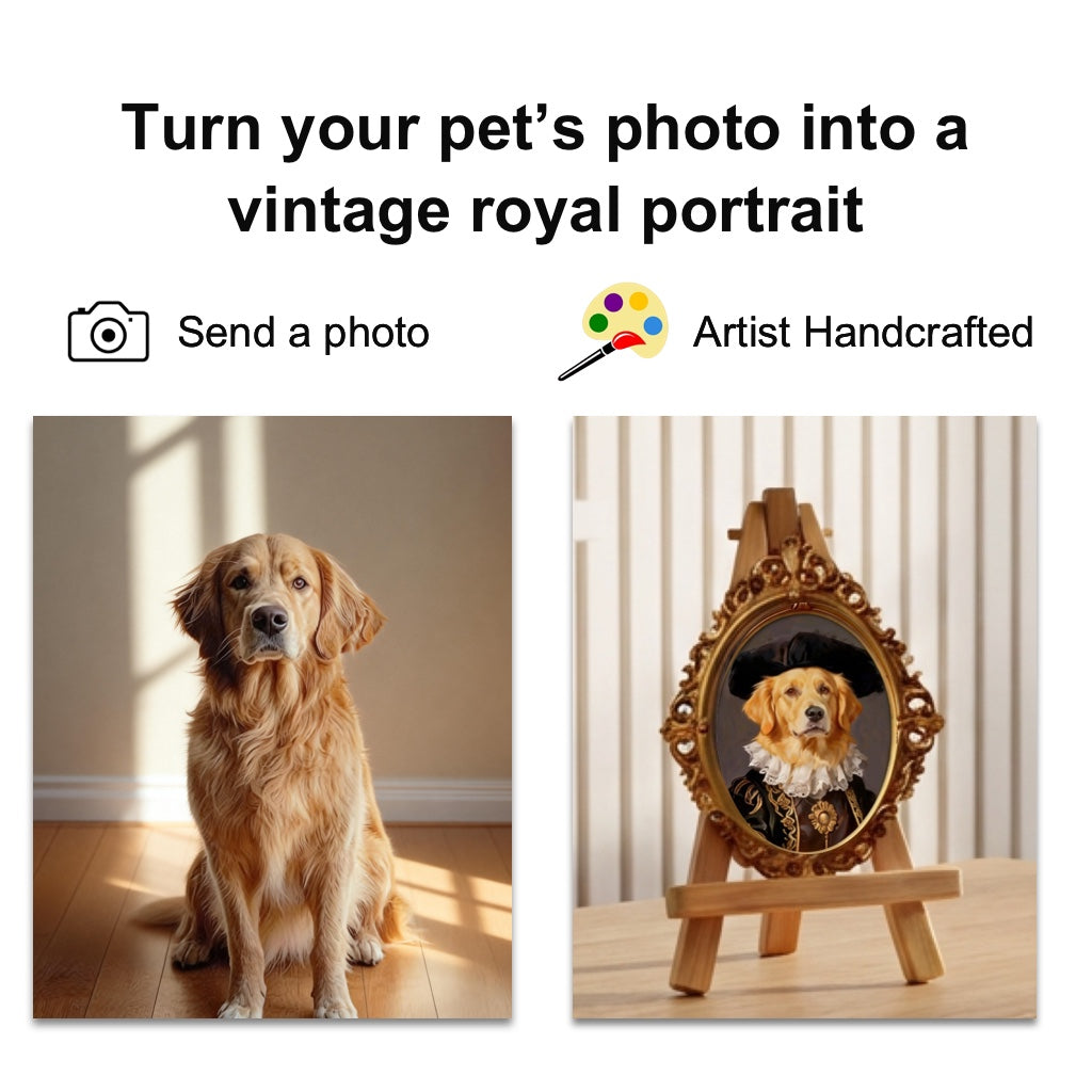 Hand-Drawn Noble Pet Portrait – Renaissance-Inspired