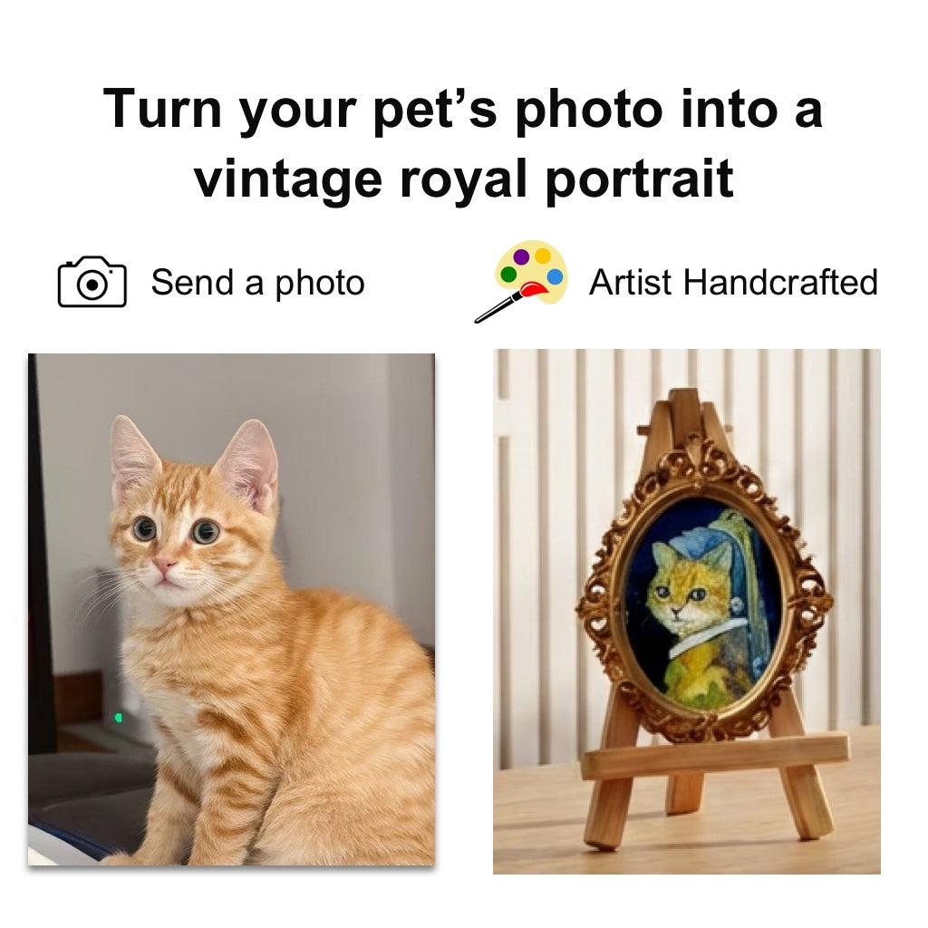 Custom Hand-Drawn Pet Portrait – The Pearl Earring Maiden