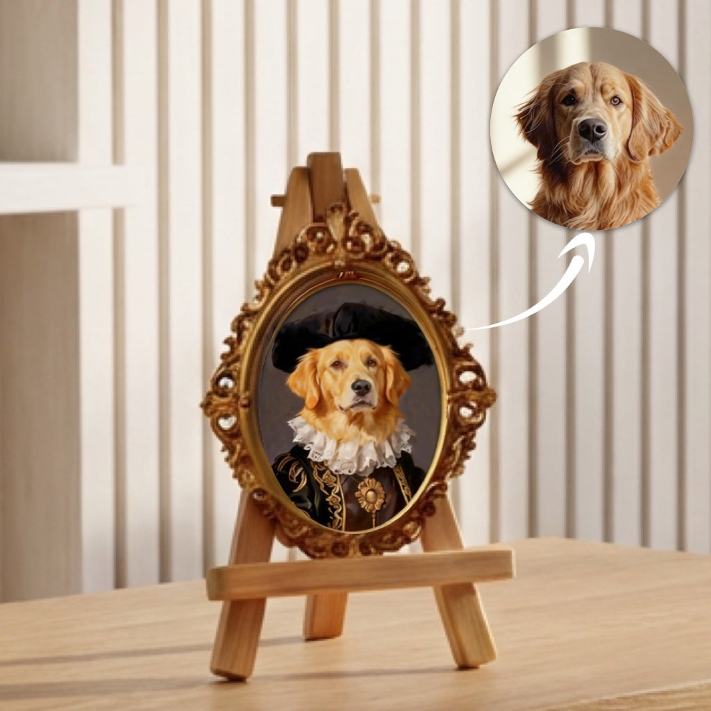 Hand-Drawn Noble Pet Portrait – Renaissance-Inspired