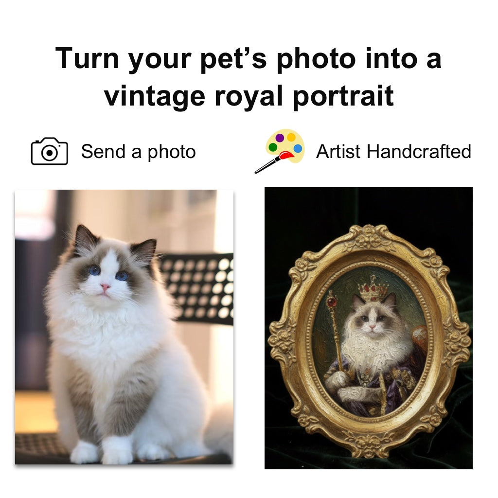 Custom Hand-Drawn Pet Portrait – His / Her Majesty Portrait