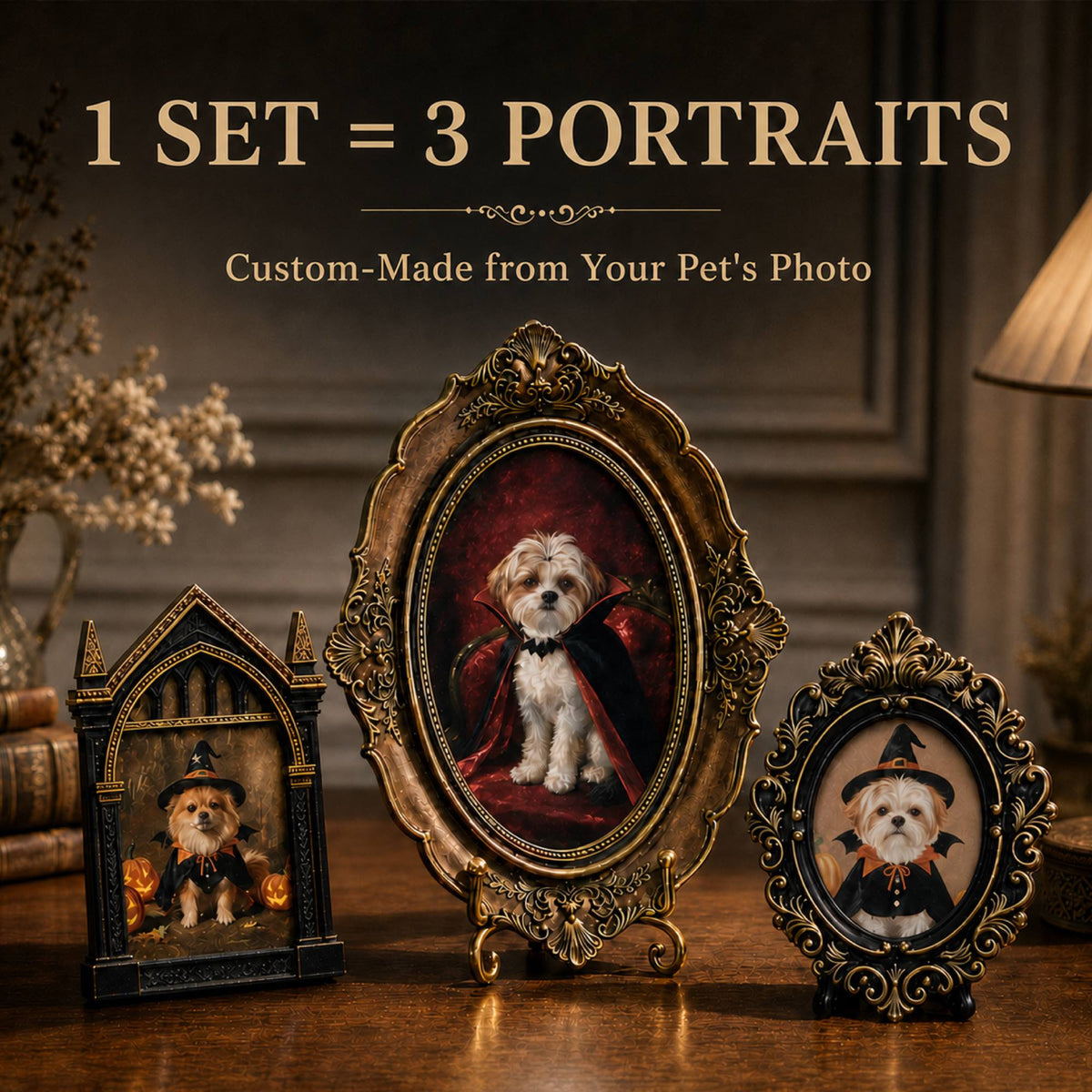 Custom Halloween Pet Portrait - Set of 3