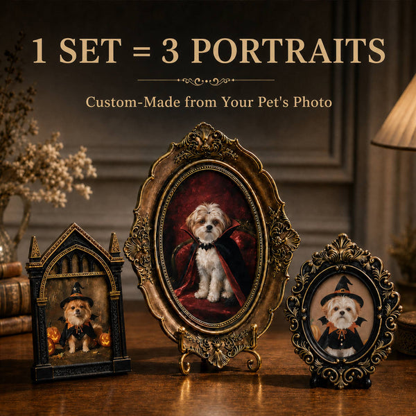 Custom Halloween Pet Portrait - Set of 3