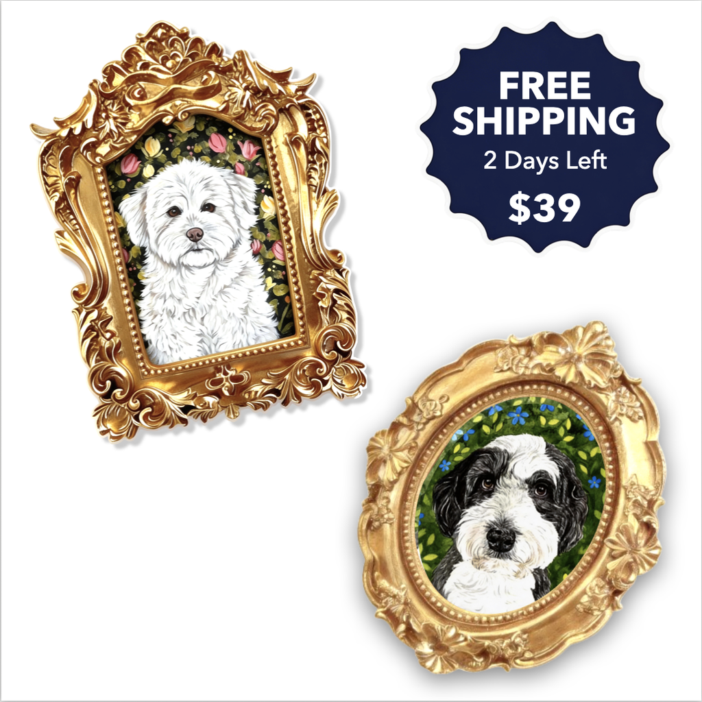 Custom Floral Pet Portrait for One Pet