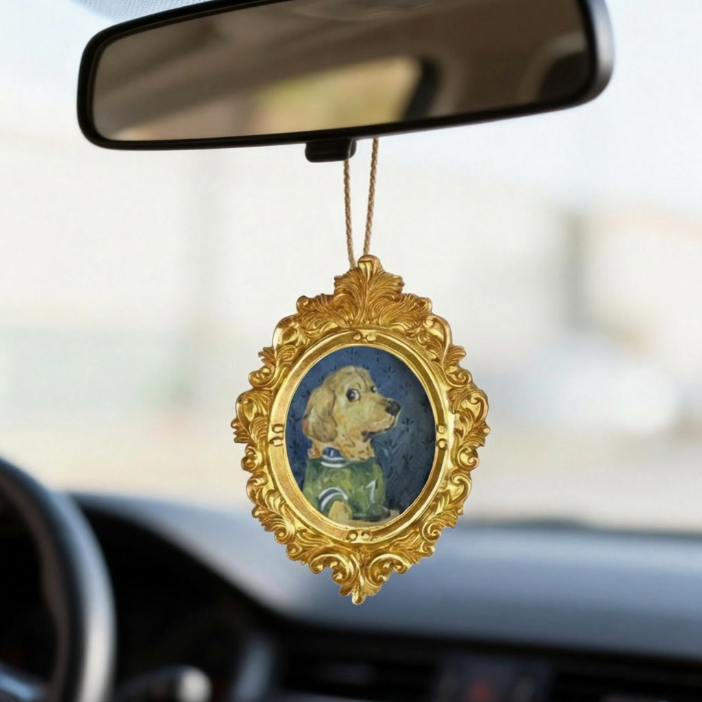 Hand-Drawn Vintage Pet Car Ornament