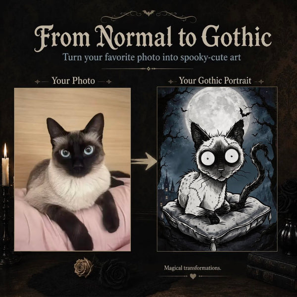 Custom Pet Portrait Medium Size – Gothic Fairy Tale
