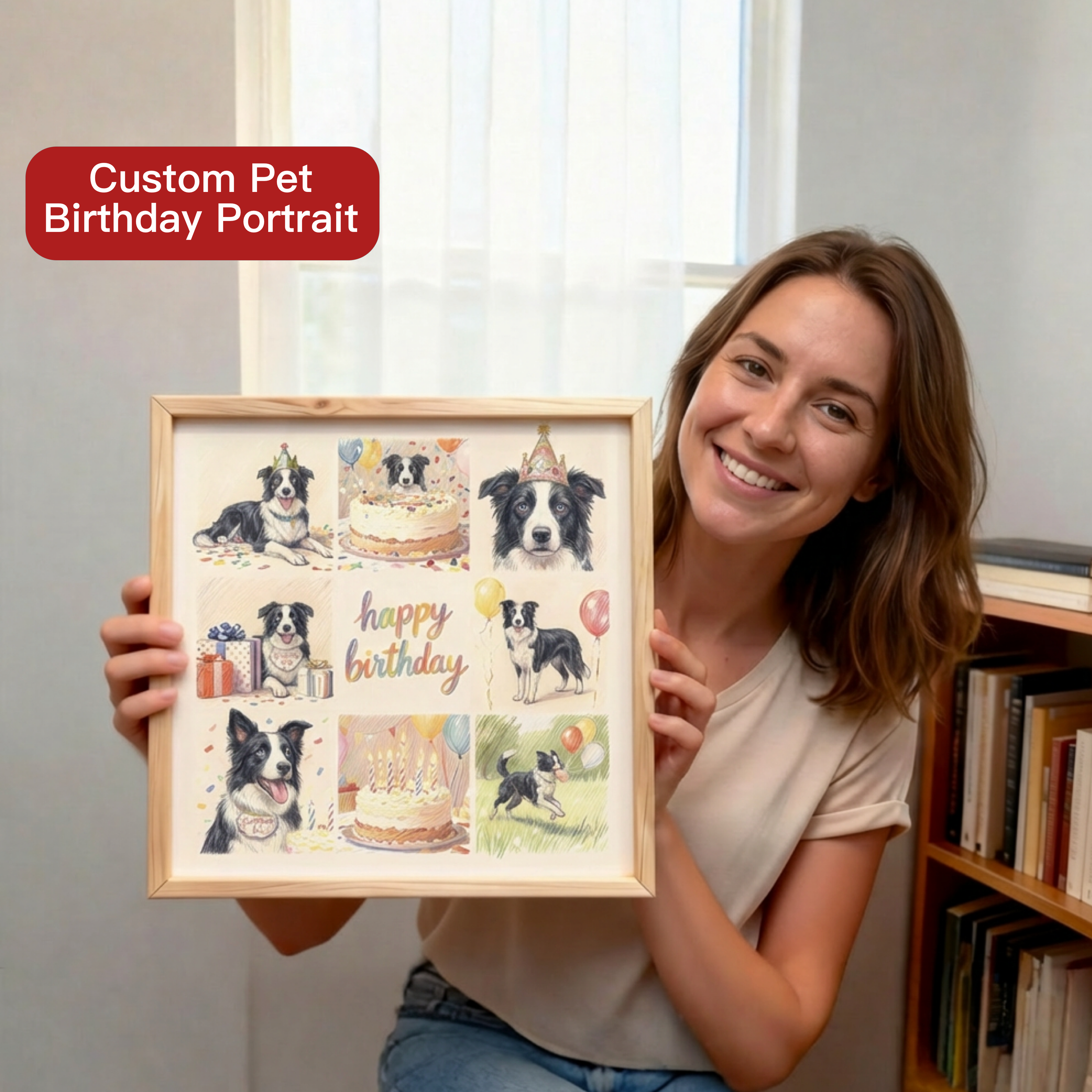 Pet Birthday Memory Frame – Handmade & Customizable with Photos