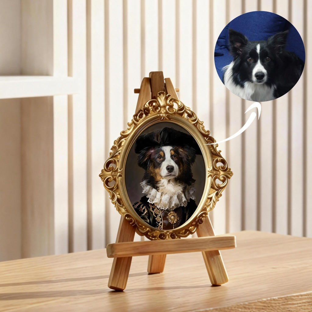 Hand-Drawn Noble Pet Portrait – Renaissance-Inspired