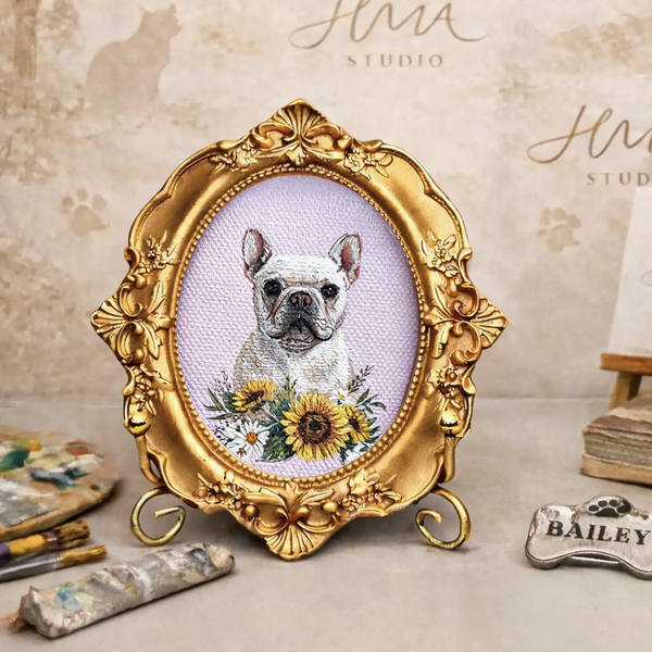 Custom Medium Pet Portrait Painting - Vintage Style