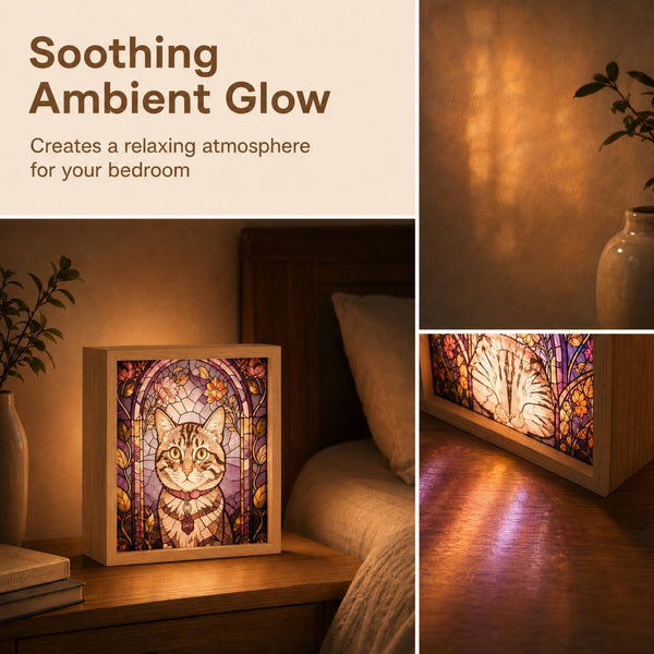 Custom Pet Stained Glass-Style Portrait Night Light