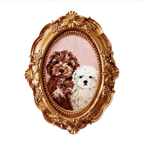 Custom Mini Pet Portrait Painting - Vintage Style for Multiple Pets