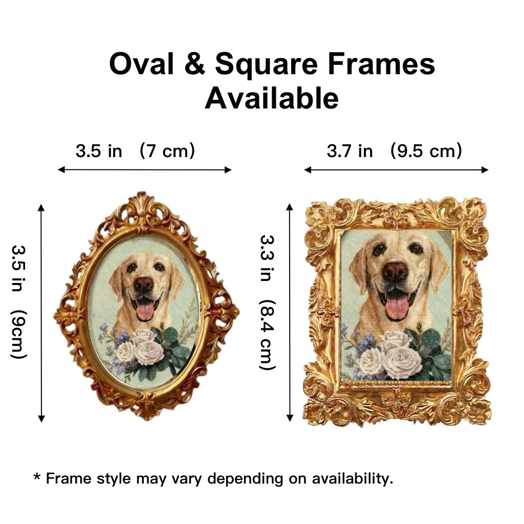 Vintage Handmade Pet Portrait – Customizable Flowers & Background