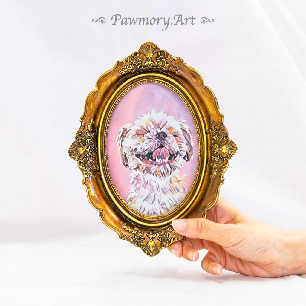 Custom Medium Pet Portrait Painting - Vintage Style