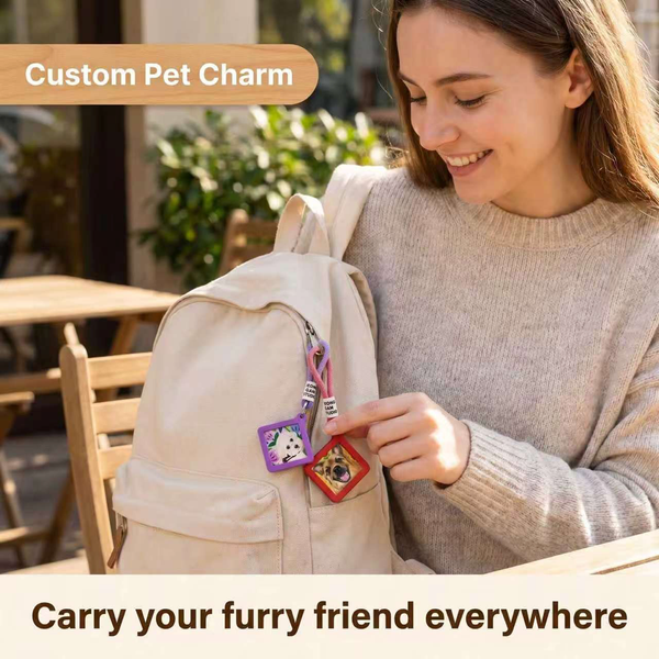 Custom Pet Portrait Bag Charm for Pet Parents