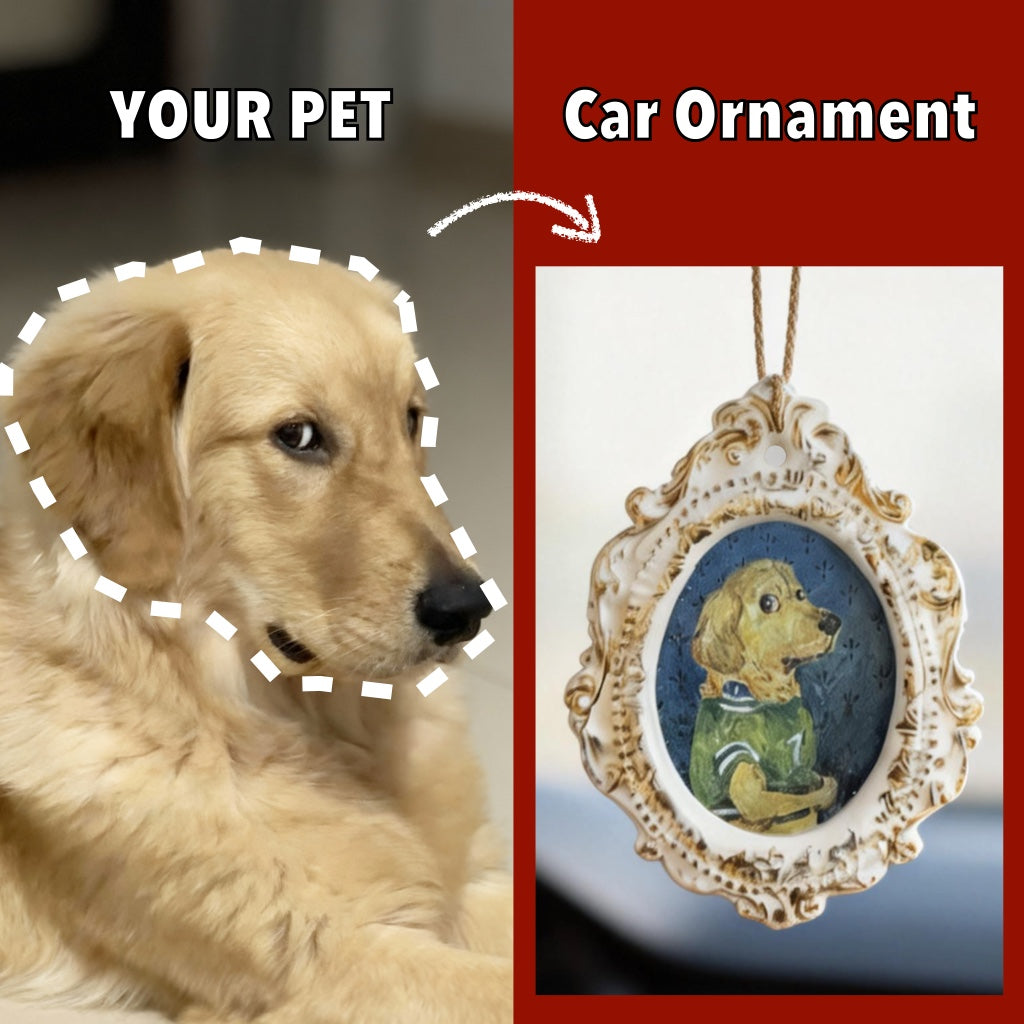 Hand-Drawn Vintage Pet Car Ornament
