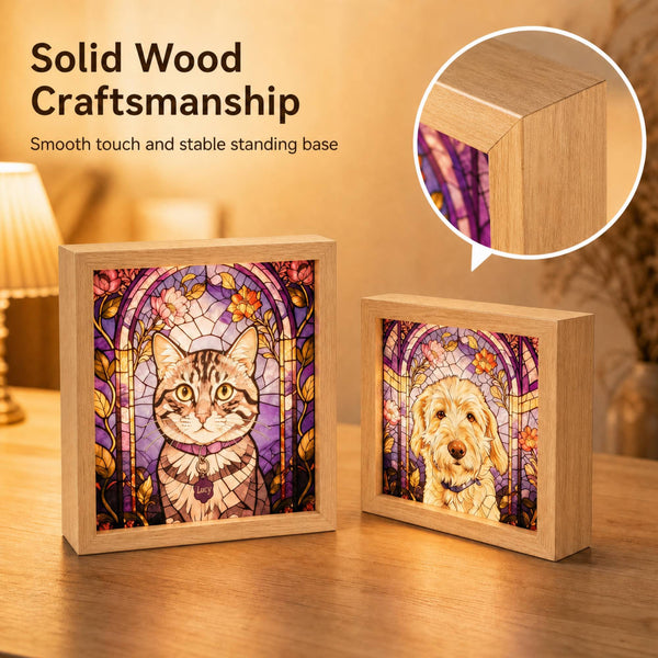 Custom Pet Stained Glass-Style Portrait Night Light