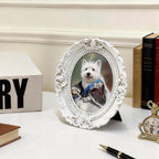 Custom Hand-Drawn Pet Portrait - Noble Vintage with White Ornate Frame