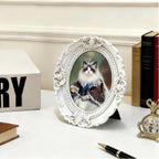 Custom Hand-Drawn Pet Portrait - Noble Vintage with White Ornate Frame