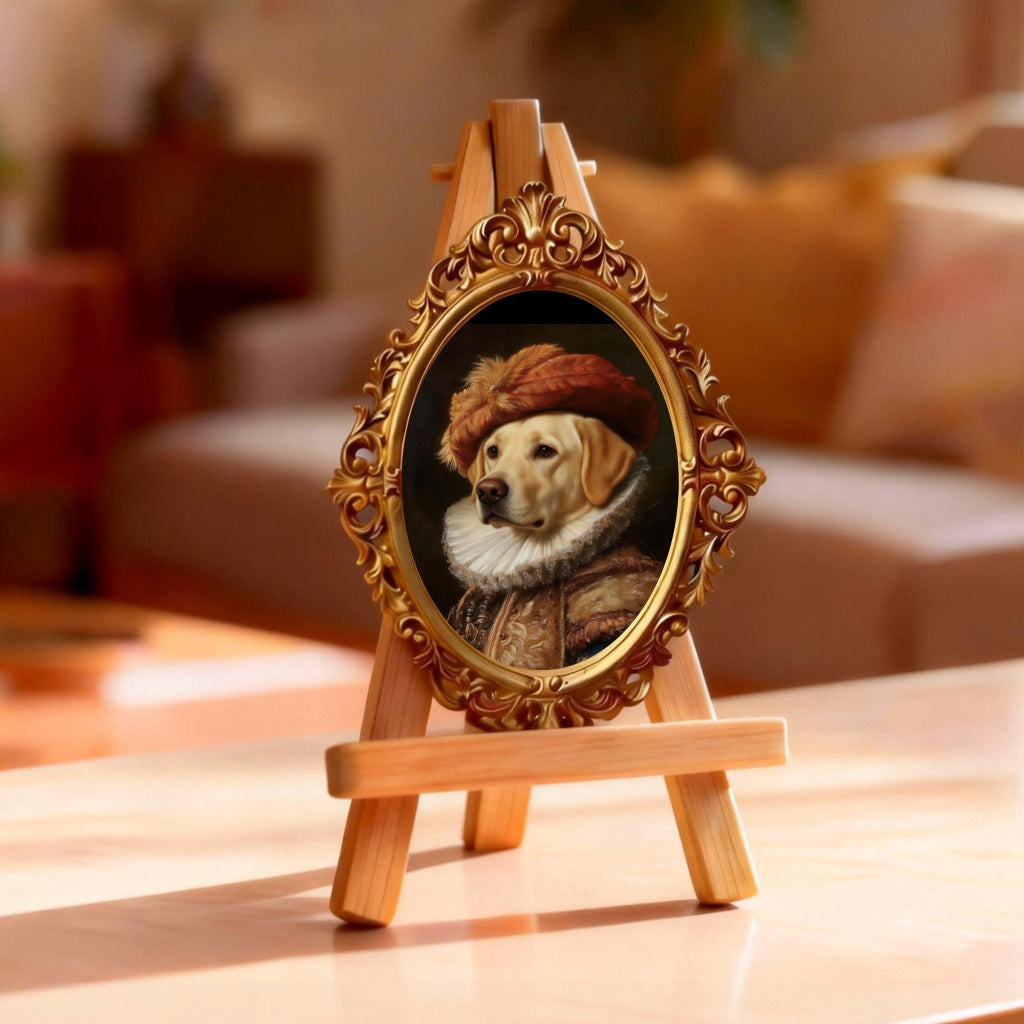 Custom Hand-Drawn Pet Portrait - Vintage Red Hat Style