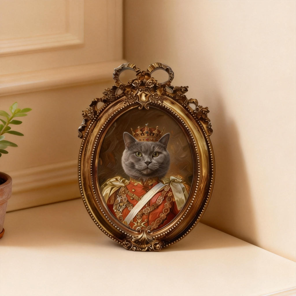 Custom Hand-Drawn Pet Portrait - The Royal Crown Edition