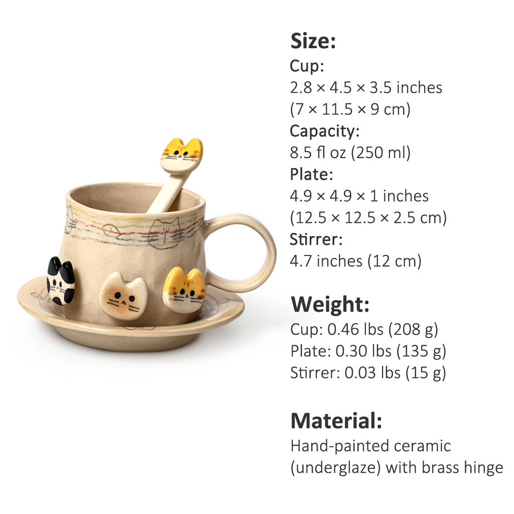 Cat Coffee Cup Set – Spinning Fun, Handcrafted image 1