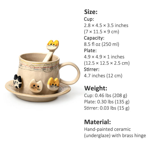 Cat Coffee Cup Set – Spinning Fun, Handcrafted image 1