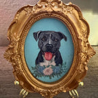 Vintage Handmade Pet Portrait – Customizable Flowers & Background
