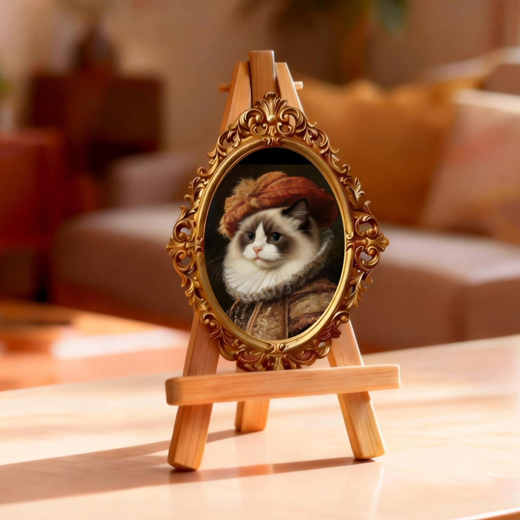 Custom Hand-Drawn Pet Portrait - Vintage Red Hat Style