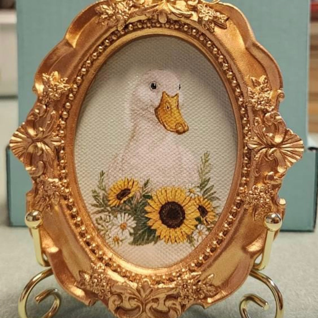 Vintage Handmade Pet Portrait – Customizable Flowers & Background