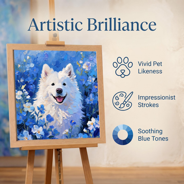 Monet Blue Garden Style — Custom Pet Portrait Artwork Made from Your Photos