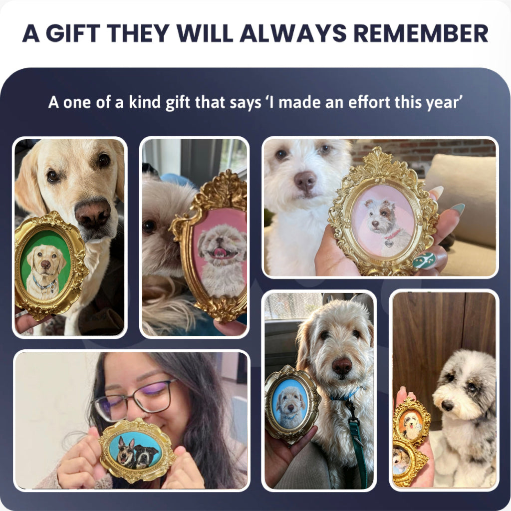 Master Design Pet Portrait for One Pet-White Frame