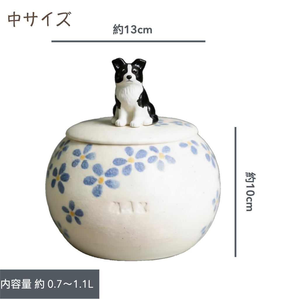 陶器のお骨壷-立体アニマルとお名前入りのオーダーメイド