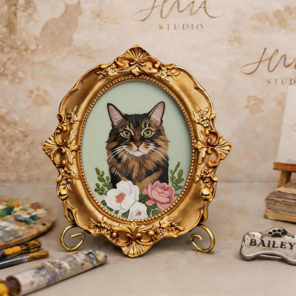 Custom Medium Pet Portrait Painting - Vintage Style
