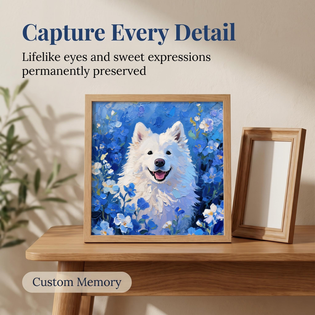 Monet Blue Garden Style — Custom Pet Portrait Artwork Made from Your Photos