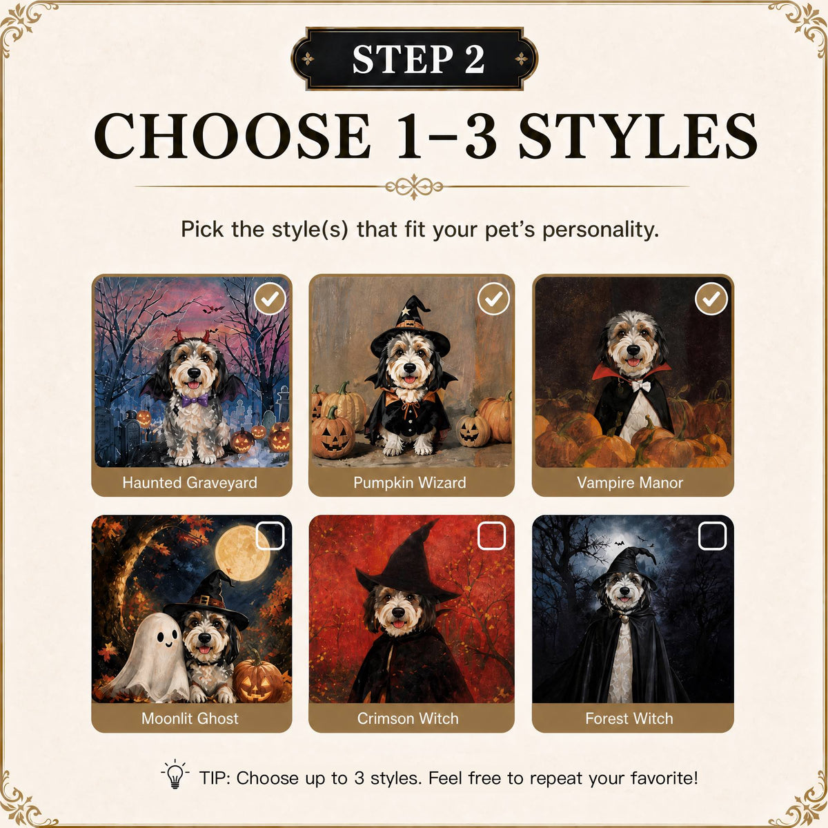 Custom Halloween Pet Portrait - Set of 3
