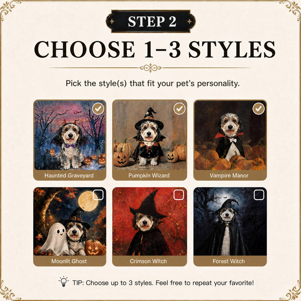 Custom Halloween Pet Portrait - Set of 3