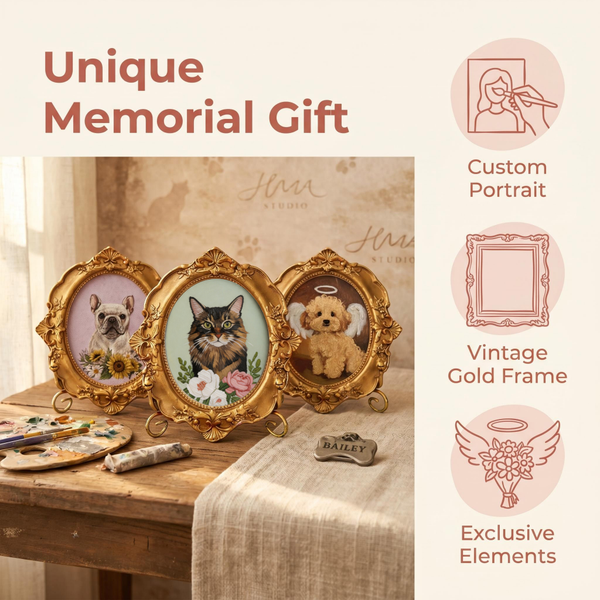 Custom Medium Pet Portrait Painting - Vintage Style