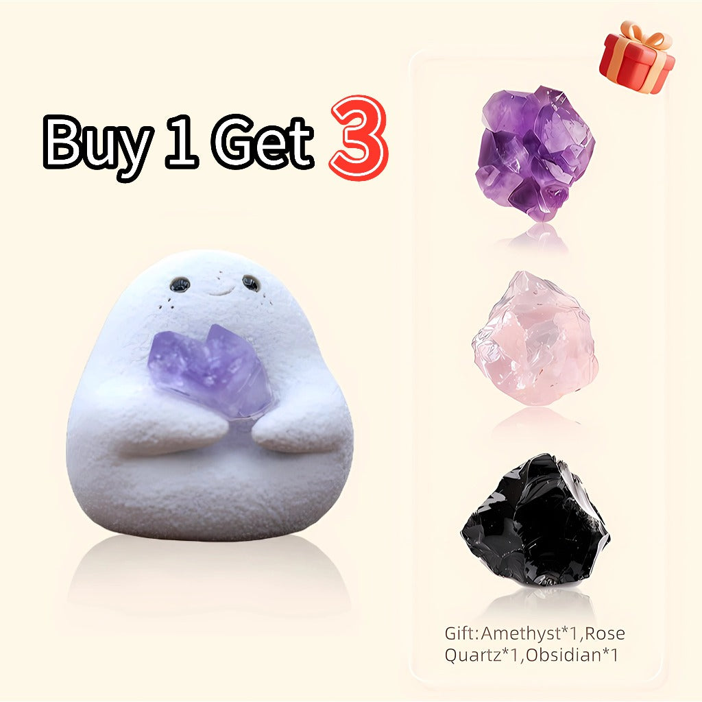 Harmy Crystal Spirite – Buy One, Get a Free Set: Obsidian, Rose Quartz & Amethyst - Pawmory